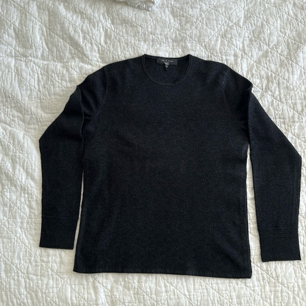 Rag & Bone Men’s Collin Wool Crew - Charcoal, Large